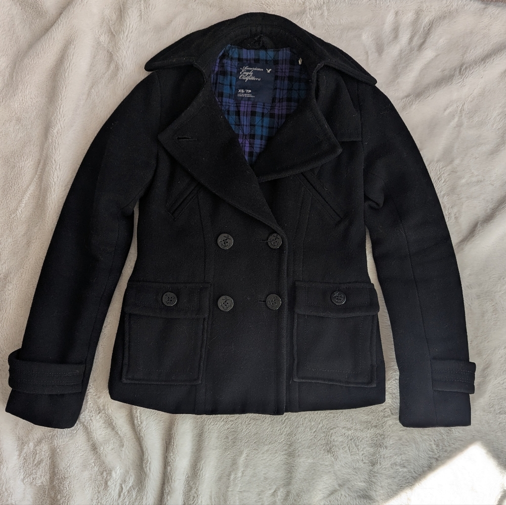 AEO Wool Blend Pea Coat, Size XS